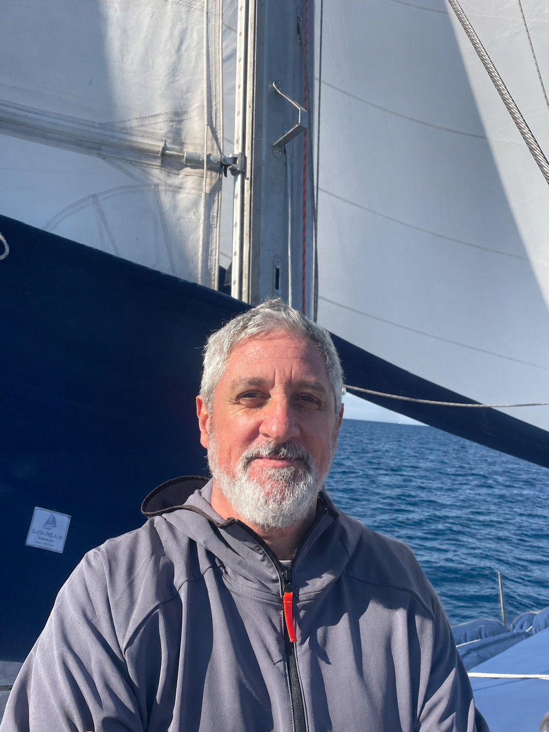 Mariano aboard the sailboat